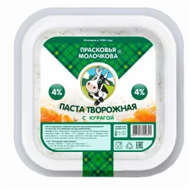 Творожная паста с курагой  Прасковья Молочкова 4% 230 гр БЗМЖ (Псков)