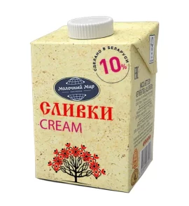 Сливки 10% 500 мл БЗМЖ (Молочный мир)
