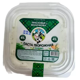 Творожная паста с зеленью Прасковья Молочкова 4% 230 гр БЗМЖ (Псков)